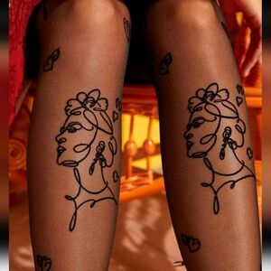 NWOP Frida Kahlo X SHEIN Figure Pattern Fashionable Tights (XXL)